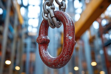 Aufkleber - A close-up shot of a chain suspended from the ceiling, suitable for use in various settings such as industrial, commercial, or even decorative scenes