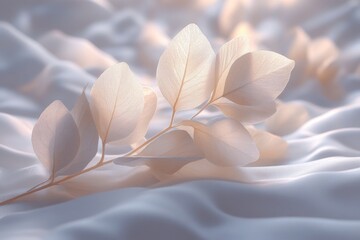 Aufkleber - A close-up shot of a bunch of leaves on a bed, perfect for use in still life or nature photography