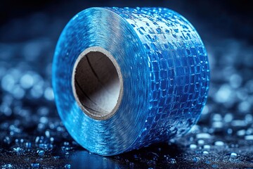 Poster - Roll of blue tape sits on a table, ready for use