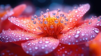 Sticker - A close-up of a flower with water droplets, perfect for highlighting the beauty of nature