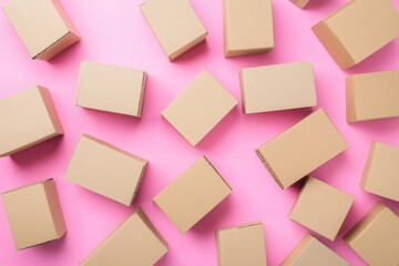 Poster - A pink surface filled with various boxes