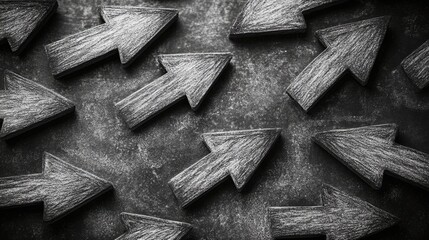 Poster - a collection of arrows in black and white, great for abstract or design concepts