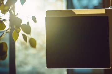 Sticker - A plant sits on a windowsill, with natural light pouring in