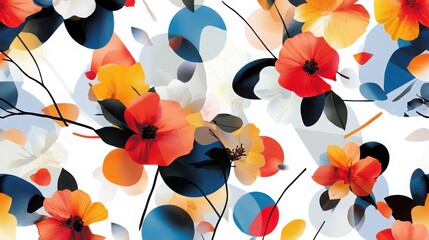 Poster - Vibrant abstract floral pattern digital art creation colorful geometric design contemporary space artistic perspective essence of nature