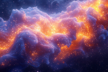 Poster - An ethereal dance of particles forming intricate patterns against a backdrop of swirling galaxies, symbolizing the harmony between matter and artistic expression,