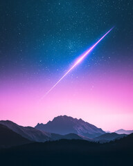 Poster - A peaceful night sky where shooting stars trace lines of poetry, connecting the cosmos with lyrical expression,
