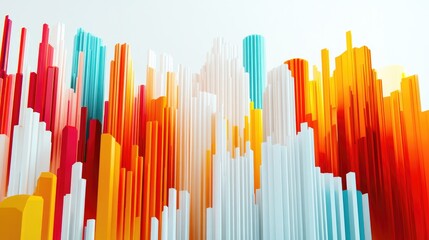 Poster - Abstract D pie and bar graphs in vibrant colors, arranged against a minimalistic white background to emphasize data visualization