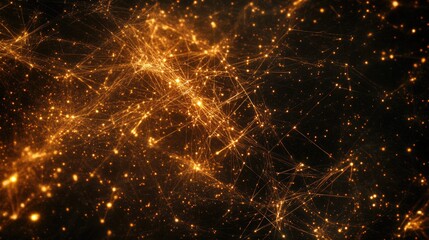 Poster - abstract data grid with glowing dots and lines, creating a network-like pattern on a dark background