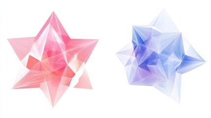 Poster - Abstract polygonal shapes with a gradient effect on a white background, symbolizing futuristic graphic design and technology