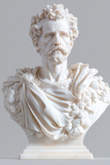 Leinwandbilder - A detailed marble bust of a historical figure, showcasing realistic facial features and expressive details carved with precision,