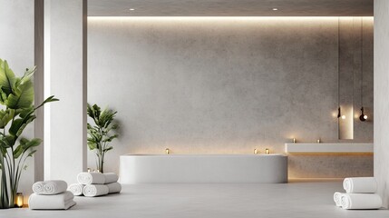 Wall Mural - Modern Minimalist Bathroom Design With Freestanding Tub