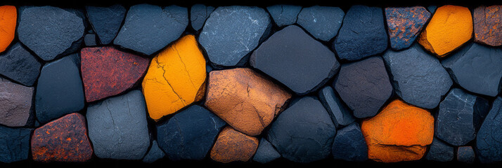 Poster - An artistic close-up of volcanic rocks and minerals, showcasing intricate textures and vibrant mineral colors,