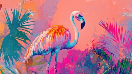 Canvas Print - flamingo in the water