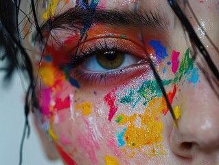 Wall Mural - woman with painted face