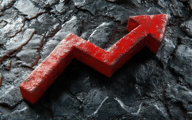 Poster - A red, zigzagging arrow pointing upward, set against a dark, textured background, symbolizes growth or rising trends in data or finance.