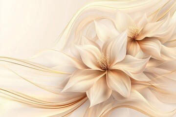 Poster - Beautiful soft flower design with delicate swirls in warm tones reflecting tranquility and elegance