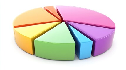 Poster - Circular pie chart in vibrant colors on a clean, white background, with individual segments highlighted to show data distribution
