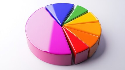 Poster - Circular pie chart in vibrant colors on a clean, white background, with individual segments highlighted to show data distribution