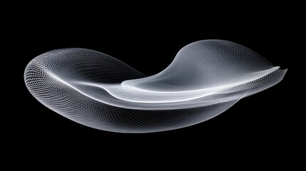 Poster - Fine white smoke trails with a soft glow, curling and looping in a complex pattern against a deep black background