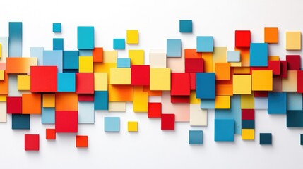 Poster - Minimalist design with colorful gradient blocks in a staggered pattern on a white background, representing modern graphics and creativity