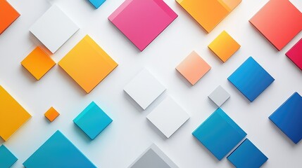 Poster - Minimalist design with colorful gradient blocks in a staggered pattern on a white background, representing modern graphics and creativity