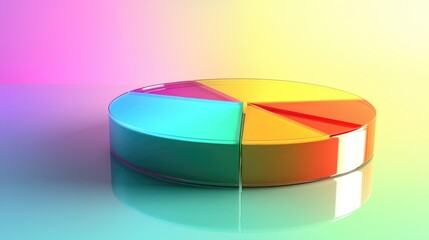 Poster - Multi-segmented pie chart in gradient colors, floating on a transparent surface, symbolizing diverse data categories