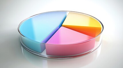 Poster - Multi-segmented pie chart in gradient colors, floating on a transparent surface, symbolizing diverse data categories