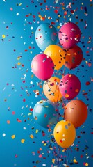 Poster - Colorful balloons with confetti creating a festive atmosphere for a celebration