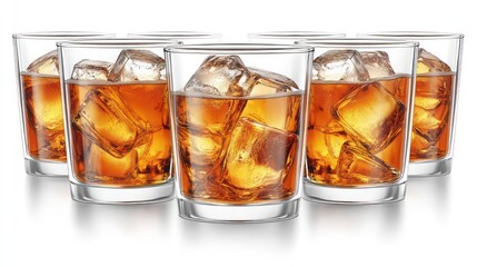 Poster - Refreshing Glasses of Soda With Ice on White Background Generative AI