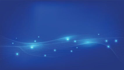 Wall Mural - abstract blue background with futuristic flowing wave line and glowing light