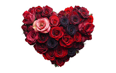 Wall Mural - png cut out red heart shape rose flower bouquet isolated on empty transparent background. 14 februar