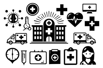 Wall Mural - Healthcare and Emergency Icons