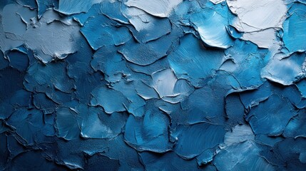 Canvas Print - Textured blue and white oil paint strokes.