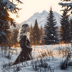 Wall Mural - winter forest landscape