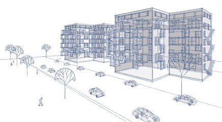 Poster - city ​​modern residential architecture concept 3D illustration