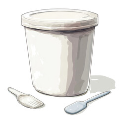 Poster - Ice Cream Container with Two Spoons Illustration