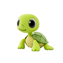 Aufkleber - Adorable Cartoon Turtle Sitting On White Background