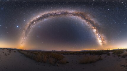 Wall Mural - Milky Way Arching Over Desert Landscape at Night