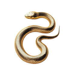 Poster - A Gold Snake Coiled Gracefully On White Background