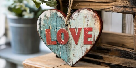 Aufkleber - Heart decoration featuring a heartfelt LOVE message, perfect for expressing affection. This charming heart decoration embodies the essence of love and adds warmth to any space with its loving