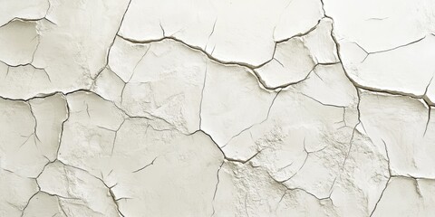 Leinwandbilder - Cracks in the creamy white wall create an intricate design of long lines, showcasing the unique texture and visual interest of a wall with deep, stunning cracks.