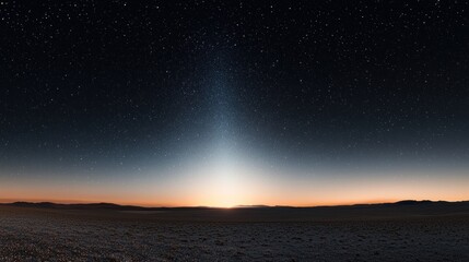 Wall Mural - Starry Night Desert Sunset: A Celestial Panorama