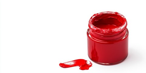 Aufkleber - Isolated single red acrylic paint jar displayed on a white background, showcasing the vibrant hue of red acrylic paint perfect for a variety of artistic projects and creative applications.