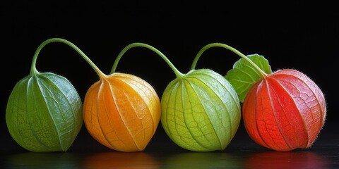 Poster - Physalis alkekengi fruits, Discover the unique characteristics and vibrant appearance of Physalis alkekengi fruits, showcasing their rich color and distinct shape in nature.