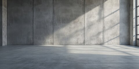 Poster - Empty concrete floor and wall create a minimalist space, showcasing the stark beauty of an empty concrete floor and wall, ideal for various design and artistic projects.