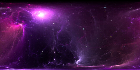 Wall Mural - 360 degree space nebula. giant interstellar cloud with stars, equirectangular projection, environmen