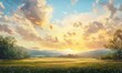© Александр Михайлюк - A beautiful panoramic sunrise sky with fluffy white clouds and a warm glow, beautiful sunrise, nature landscape