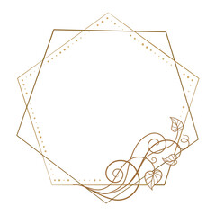 Wall Mural - vector polygonal vintage style floral frame with ivy leaves decoration.