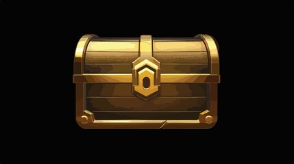 Golden Treasure Chest Storage Box Flat Icon for Apps and Websites