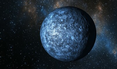 Wall Mural - a solitary blue planet in a starry cosmos